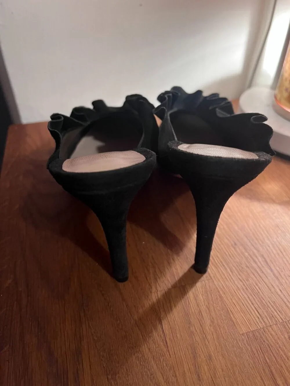 LOEFFLER RANDALL | Langley Black Ruffle Mules Heels (size 9) - Picture 4 of 8